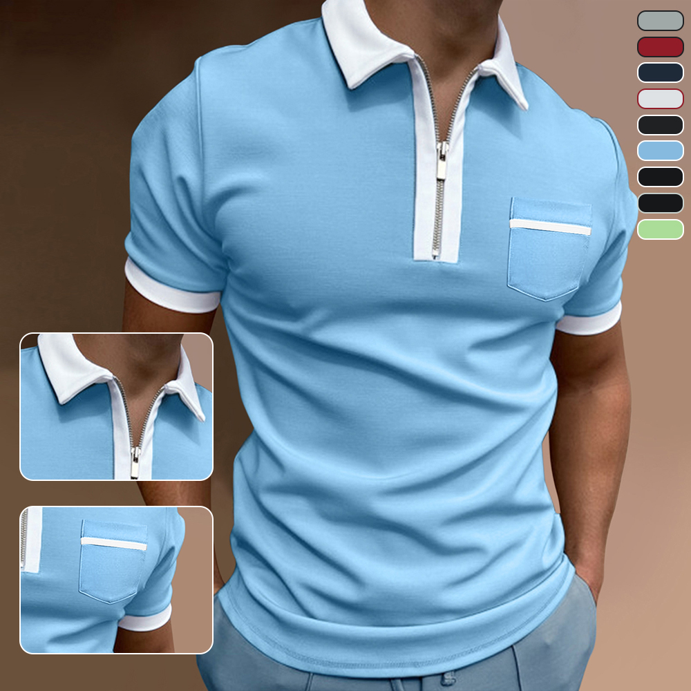 AHLSENTOP Neues, einfarbiges, lässiges Kurzarm-POLO-Shirt für Herren