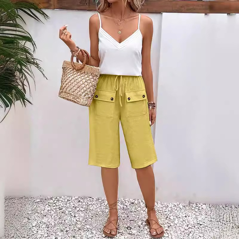 AHLSENTOP™ Lockere Sommerhose für Damen mit Kordelzug aus Baumwolle und Leinen