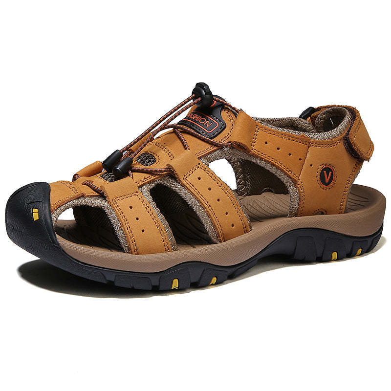 🔥Sommer heißer Verkauf🔥Sommer Herren Outdoor Strand Klettverschluss Leder Atmungsaktive Freizeitsandalen W074 (Kaufe 2 Paar, Versandkostenfrei)