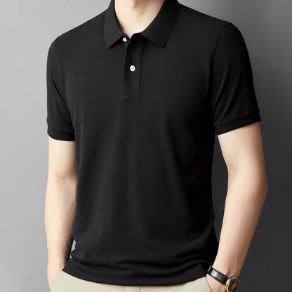 Ahlsentop™ Neues einfarbiges Kurzarm-Poloshirt für Herren mit Waffelmuster und Revers