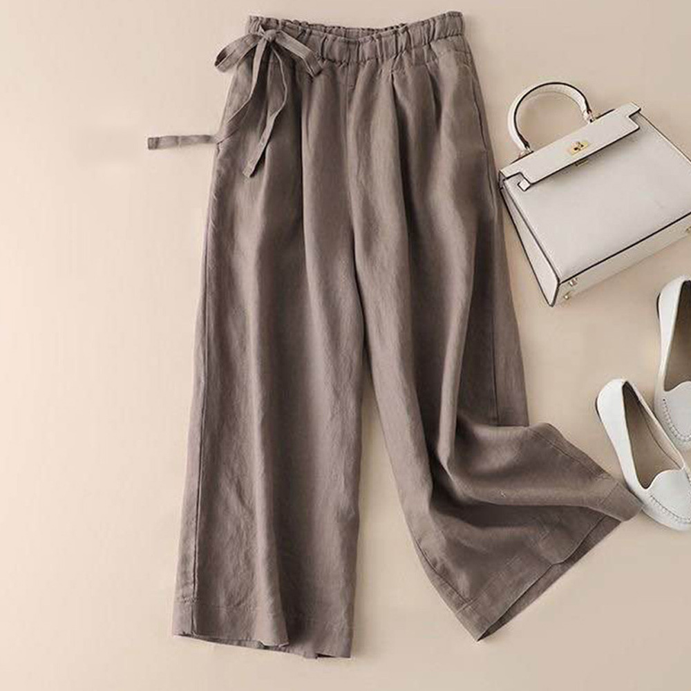 Dazalle™ Neue hoch taillierte Damenhose mit weitem Bein aus Baumwolle
