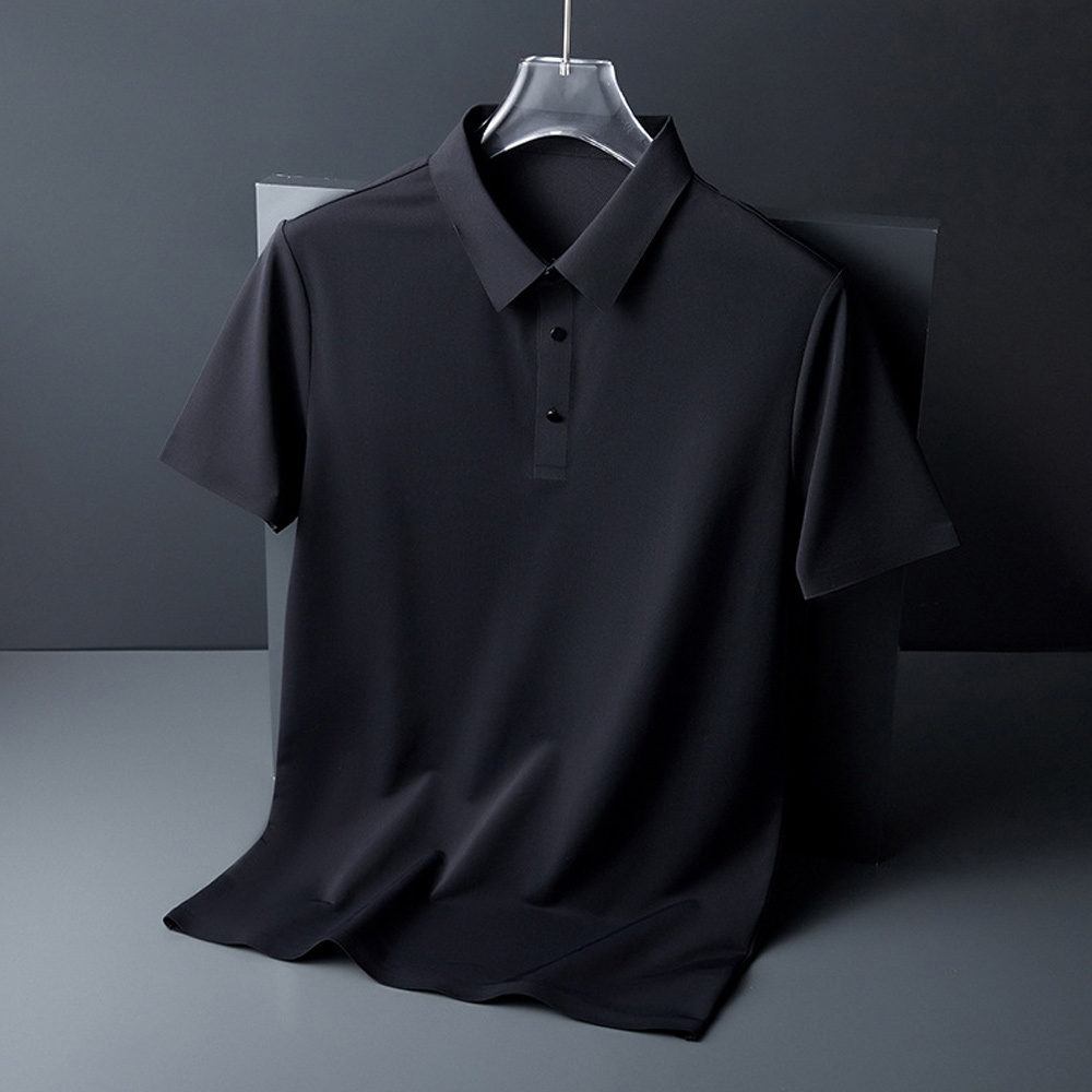 Ahlsentop™ Einfarbiges Revers-Poloshirt aus Eisseide für den Sommer