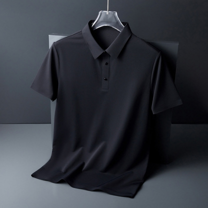 Ahlsentop™ Einfarbiges Revers-Poloshirt aus Eisseide für den Sommer