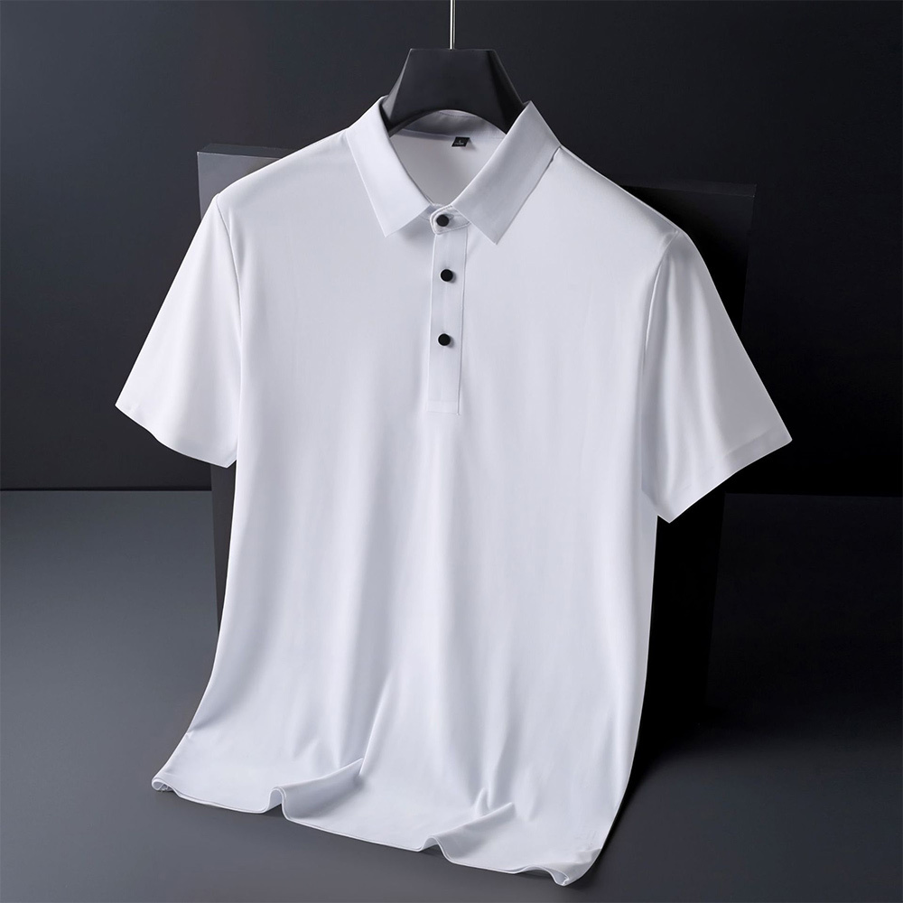 Ahlsentop™ Einfarbiges Revers-Poloshirt aus Eisseide für den Sommer