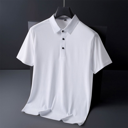 Ahlsentop™ Einfarbiges Revers-Poloshirt aus Eisseide für den Sommer