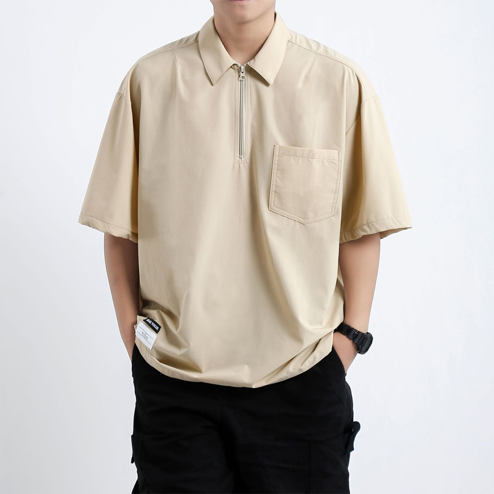 Ahlsentop™ Sommer Herren Revers Reißverschlusstasche lose Poloshirt Kurzarm