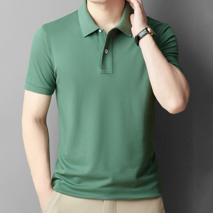 Ahlsentop™ Neues einfarbiges Kurzarm-Poloshirt für Herren mit Waffelmuster und Revers