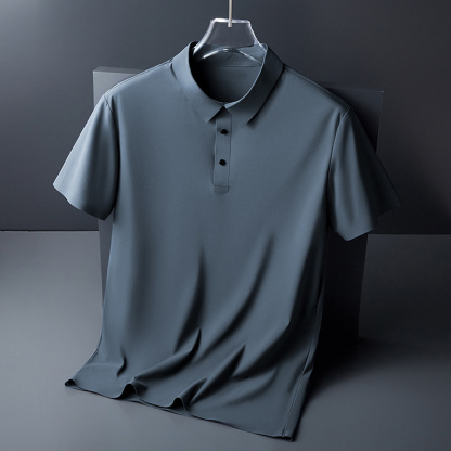 Ahlsentop™ Einfarbiges Revers-Poloshirt aus Eisseide für den Sommer