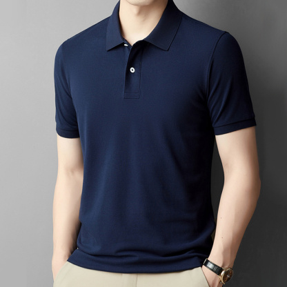 Ahlsentop™ Neues einfarbiges Kurzarm-Poloshirt für Herren mit Waffelmuster und Revers