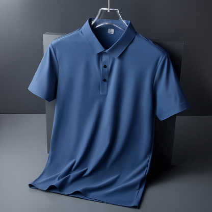 Ahlsentop™ Einfarbiges Revers-Poloshirt aus Eisseide für den Sommer
