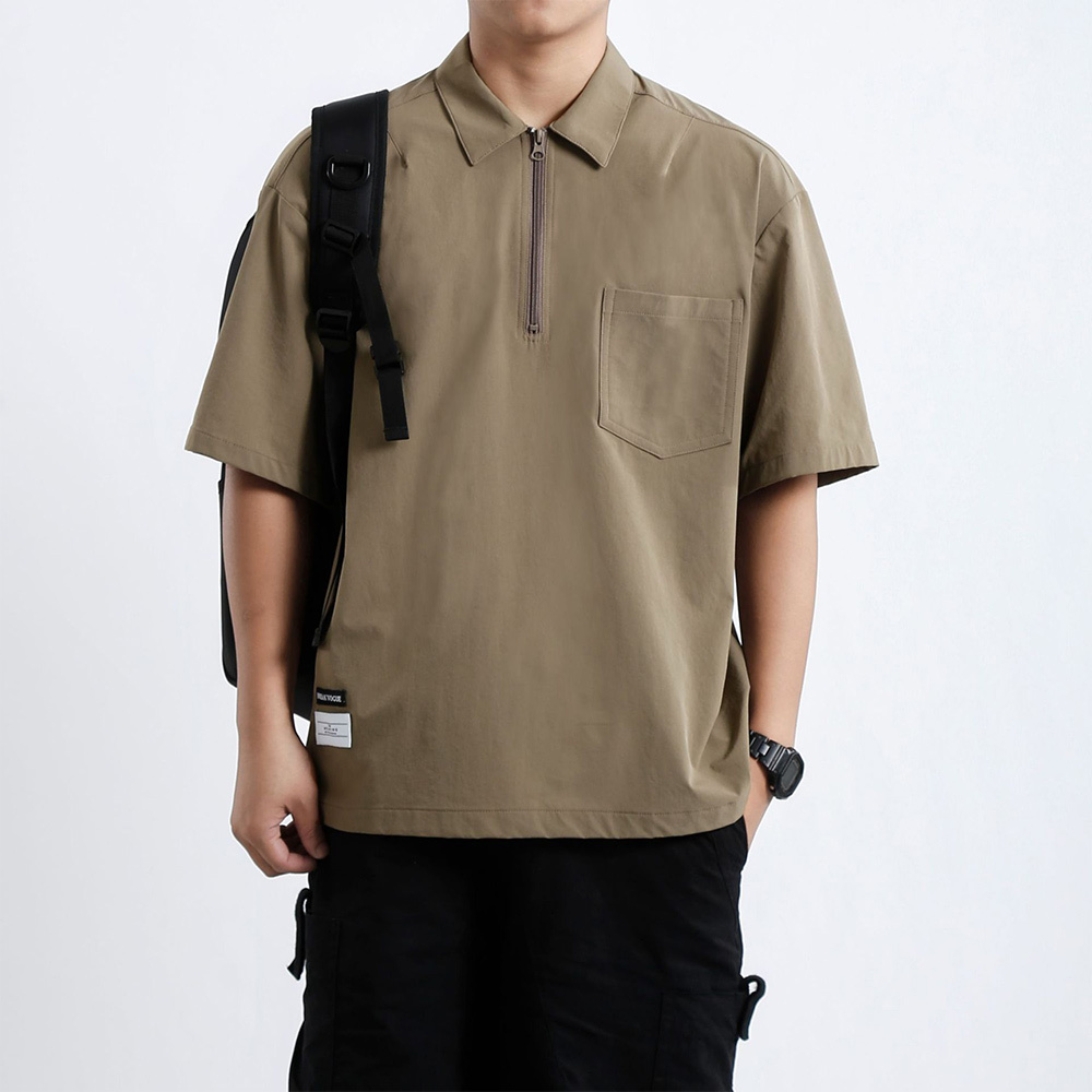 Ahlsentop™ Sommer Herren Revers Reißverschlusstasche lose Poloshirt Kurzarm