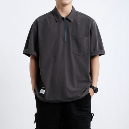 Ahlsentop™ Sommer Herren Revers Reißverschlusstasche lose Poloshirt Kurzarm