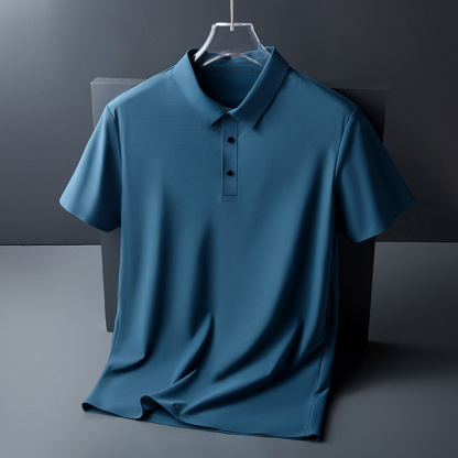 Ahlsentop™ Einfarbiges Revers-Poloshirt aus Eisseide für den Sommer