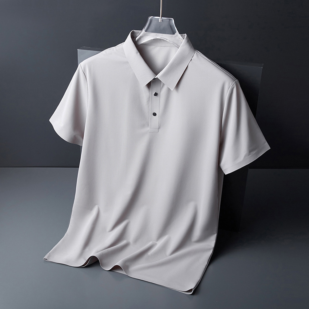 Ahlsentop™ Einfarbiges Revers-Poloshirt aus Eisseide für den Sommer