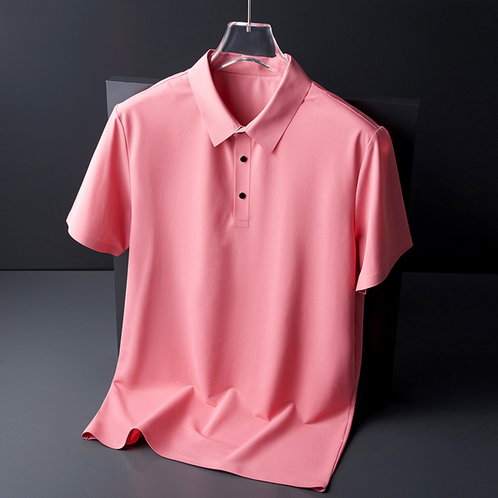 Ahlsentop™ Einfarbiges Revers-Poloshirt aus Eisseide für den Sommer