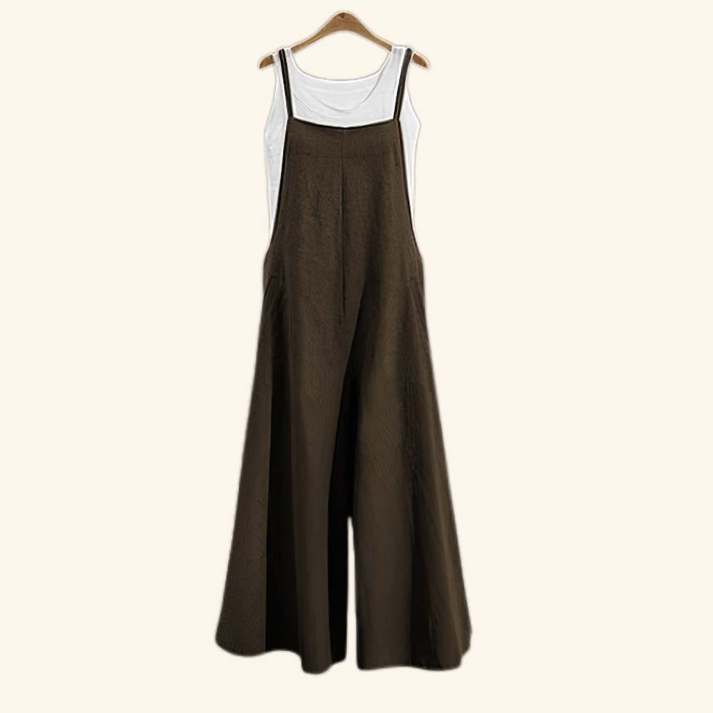 AHLSENTOP™ Damen-Jumpsuit mit hoher Taille ärmellos und weitem Bein
