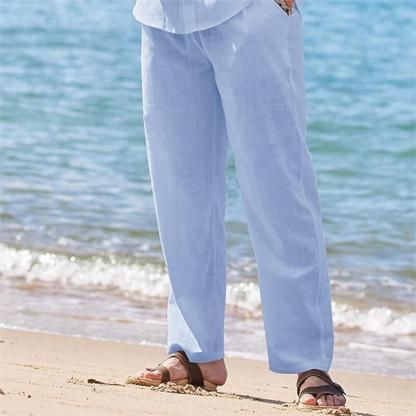 Ahlsentop™ Neue Sommer-Freizeithose für Herren aus Baumwolle und Leinen in einfarbiger Farbe