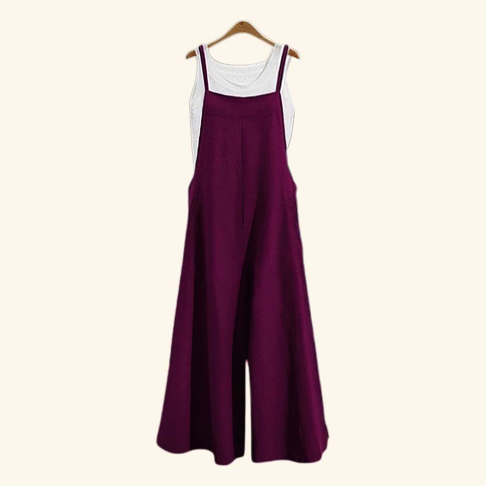 AHLSENTOP™ Damen-Jumpsuit mit hoher Taille ärmellos und weitem Bein