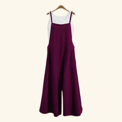 AHLSENTOP™ Damen-Jumpsuit mit hoher Taille ärmellos und weitem Bein