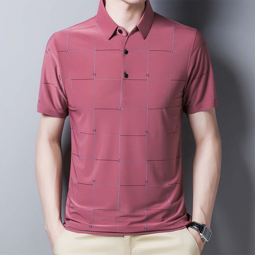 AHLSENTOP® Sommerliches neues Herren-Kurzarm-T-Shirt aus Eisseide mit Karomuster