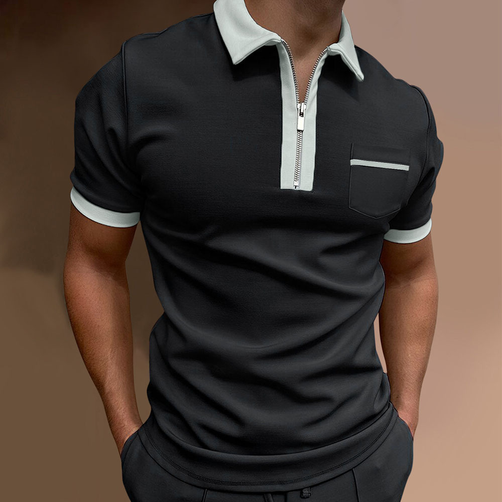AHLSENTOP Neues, einfarbiges, lässiges Kurzarm-POLO-Shirt für Herren