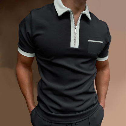 AHLSENTOP Neues, einfarbiges, lässiges Kurzarm-POLO-Shirt für Herren