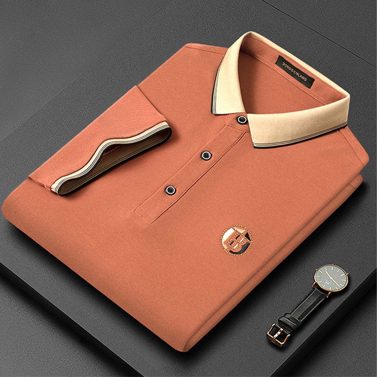 AHLSENTOP Frühling und sommer neue männer lässig revers dünne lose T-shirt POLO-shirt