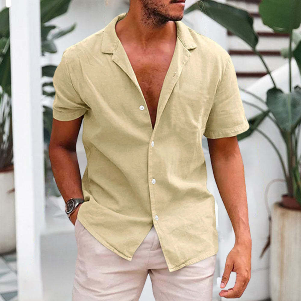Ahlsentop Kurzarmhemd aus atmungsaktivem Leinen für Herren