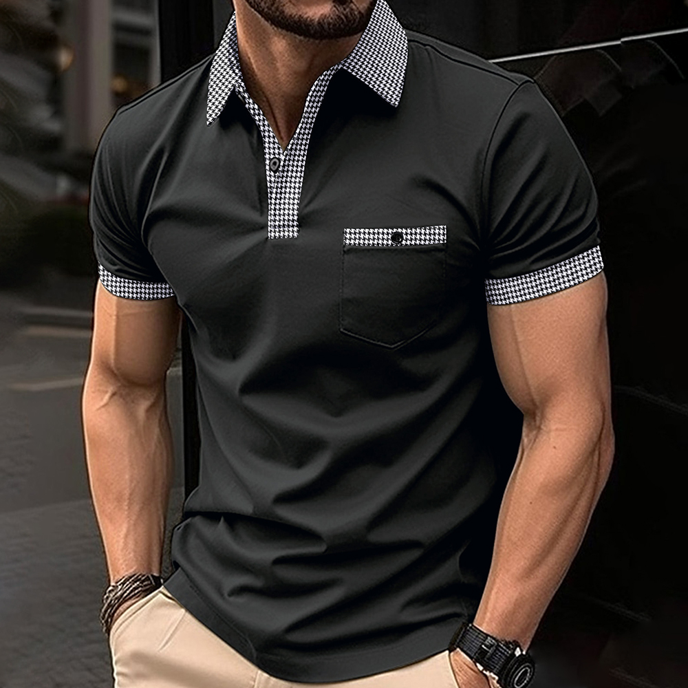 AHLSENTOP Kurzärmliges Herren-Poloshirt mit kariertem Revers