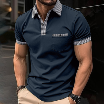 AHLSENTOP Kurzärmliges Herren-Poloshirt mit kariertem Revers