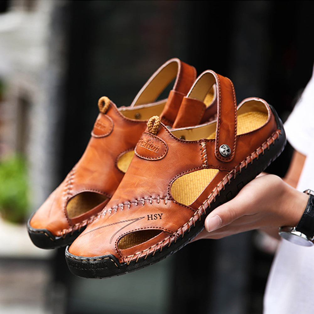 Ahlsentop Neue atmungsaktive Mehrzweck-Ledersandalen für Herren