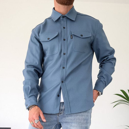 Ahlsentop Lässige Herren-Hemdjacke mit Knopf und Revers