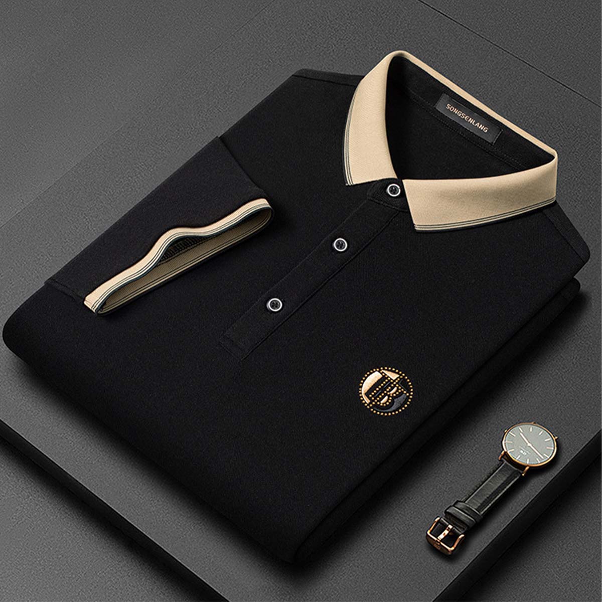 AHLSENTOP Frühling und sommer neue männer lässig revers dünne lose T-shirt POLO-shirt