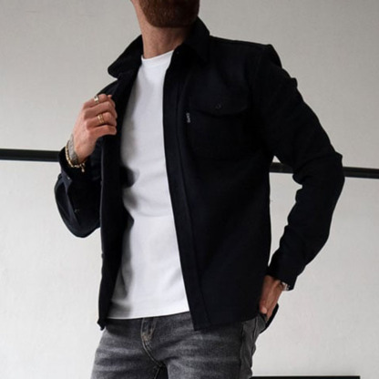 Ahlsentop Lässige Herren-Hemdjacke mit Knopf und Revers