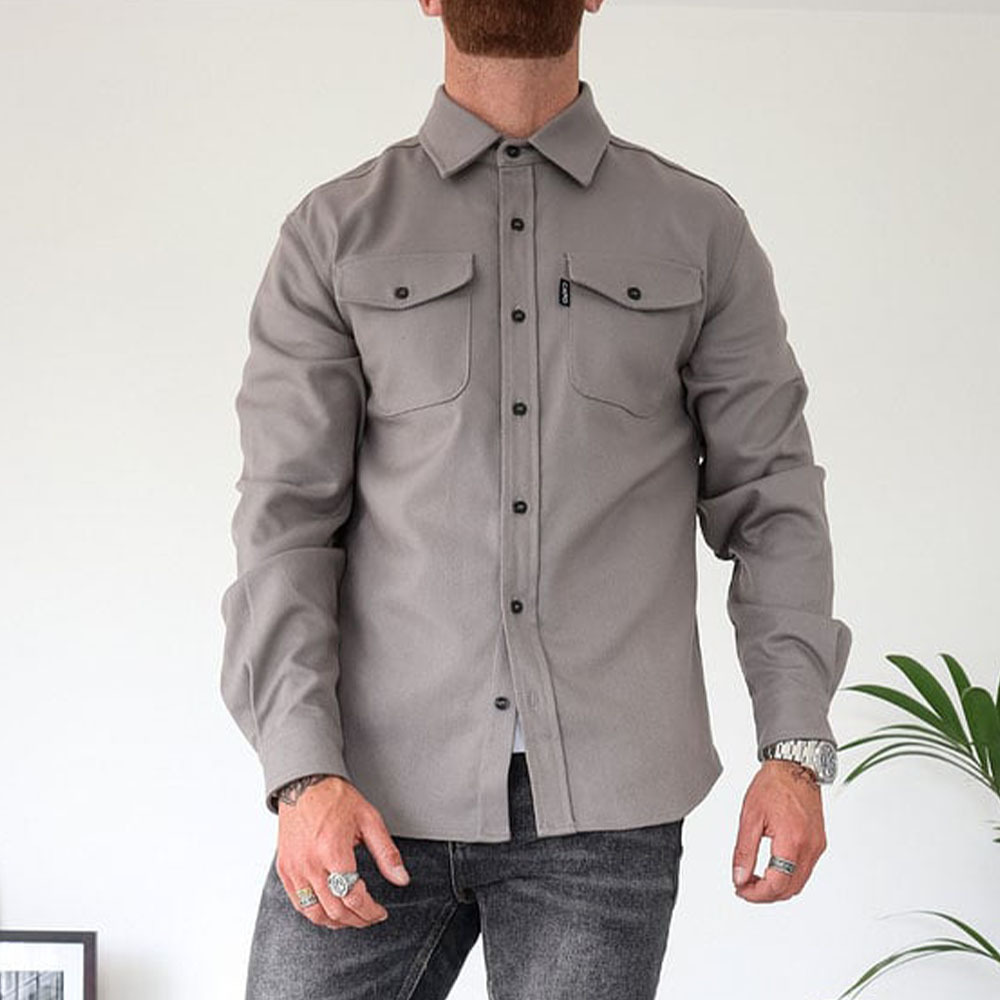 Ahlsentop Lässige Herren-Hemdjacke mit Knopf und Revers