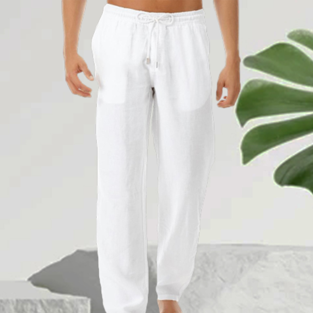 Ahlsentop™ Neue Sommer-Freizeithose für Herren aus Baumwolle und Leinen in einfarbiger Farbe