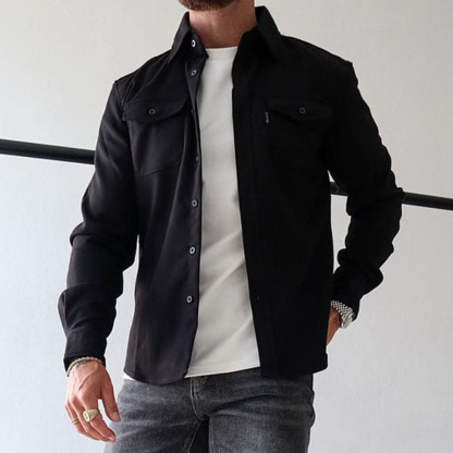 Ahlsentop Lässige Herren-Hemdjacke mit Knopf und Revers