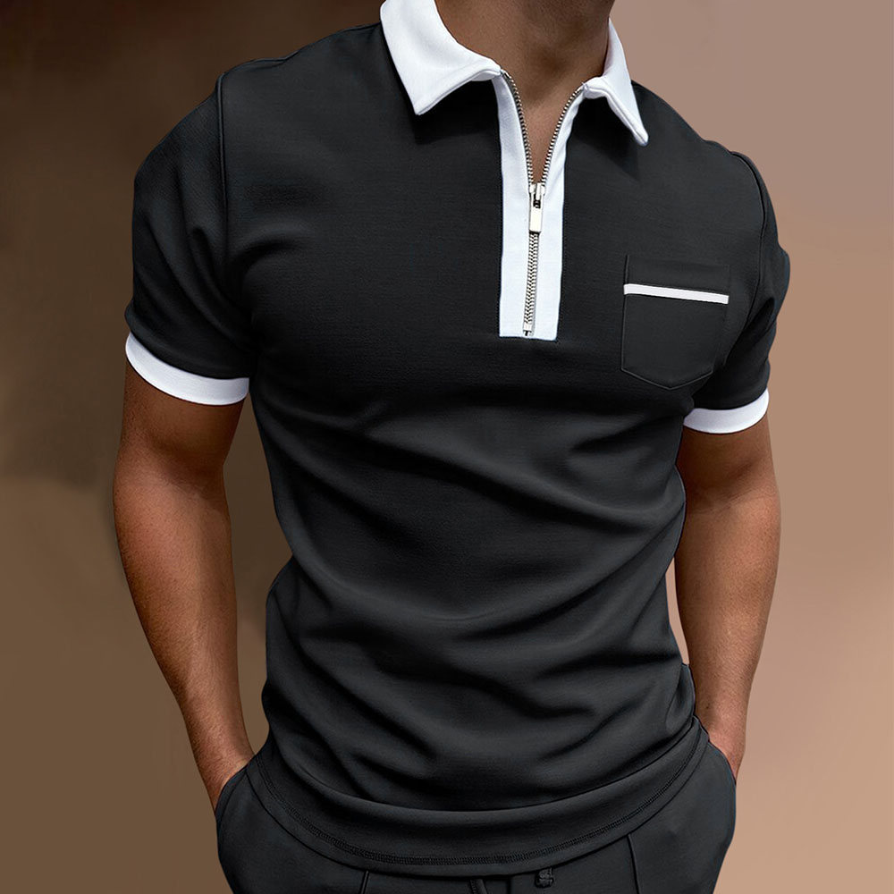 AHLSENTOP Neues, einfarbiges, lässiges Kurzarm-POLO-Shirt für Herren