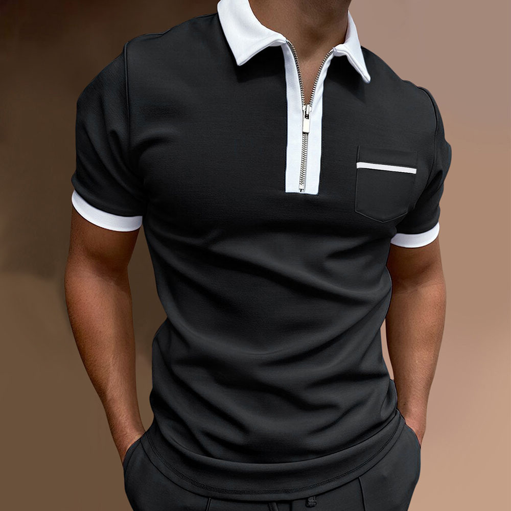 AHLSENTOP Neues, einfarbiges, lässiges Kurzarm-POLO-Shirt für Herren