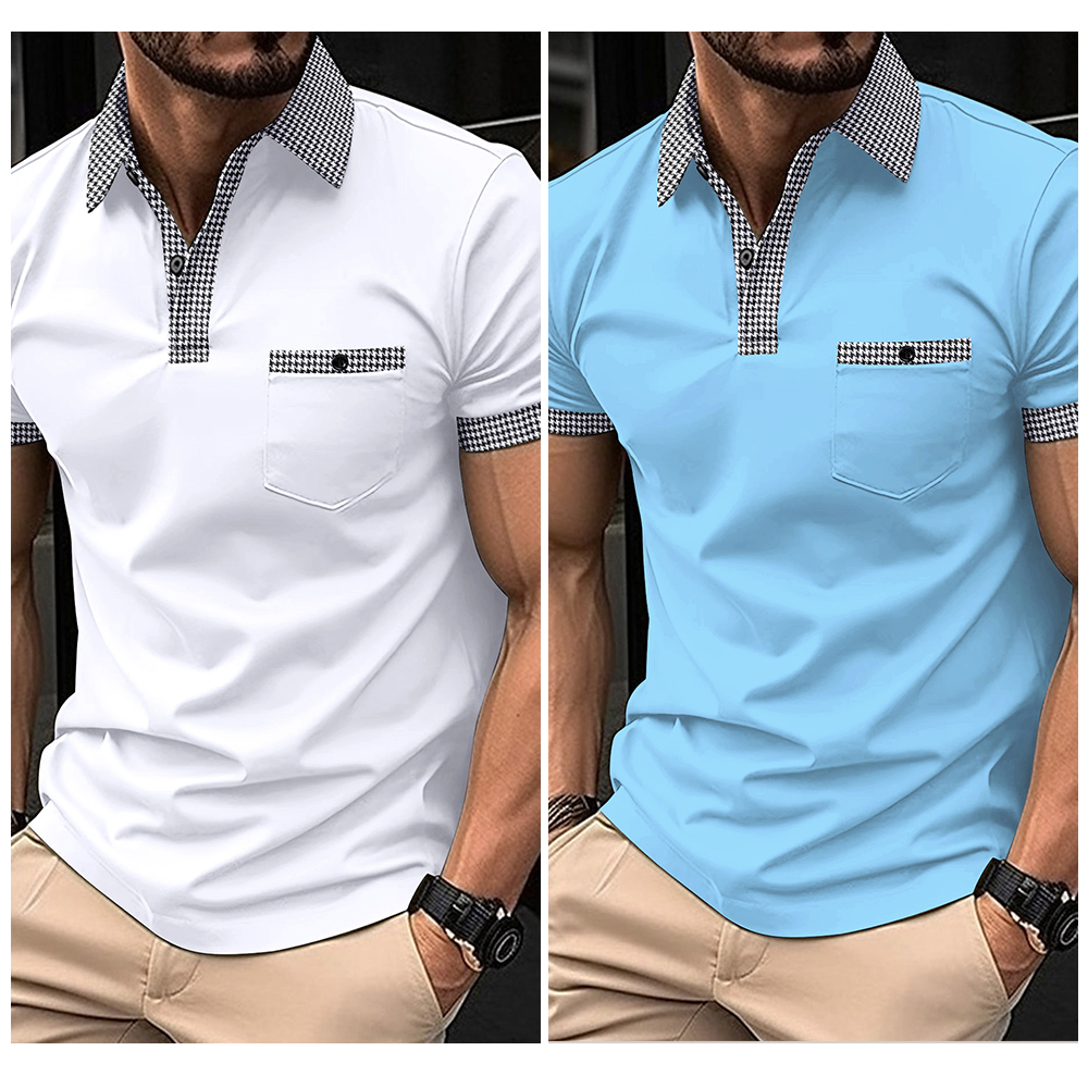AHLSENTOP Kurzärmliges Herren-Poloshirt mit kariertem Revers