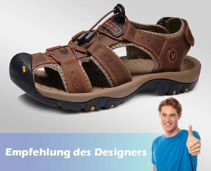 🔥Sommer heißer Verkauf🔥Sommer Herren Outdoor Strand Klettverschluss Leder Atmungsaktive Freizeitsandalen W074 (Kaufe 2 Paar, Versandkostenfrei)