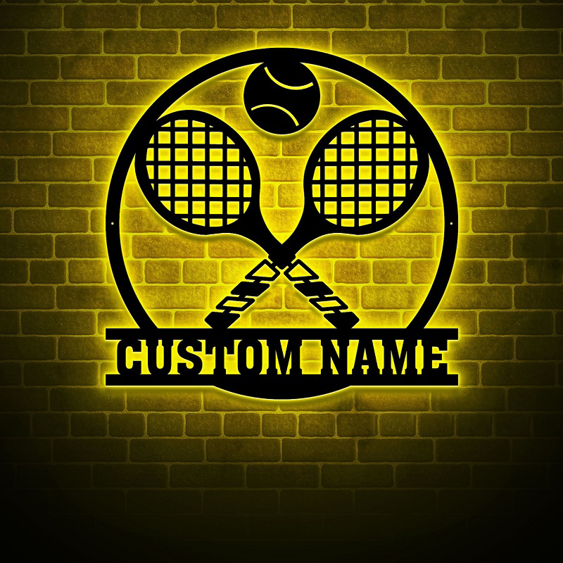 Personalized Tennis Metal Wall Art with LED Lights