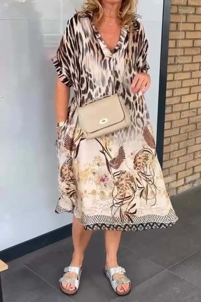 Women's Casual Leopard Print Short Sleeve Dress