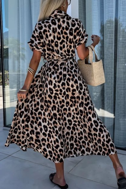 Women's leopard print shirt dress