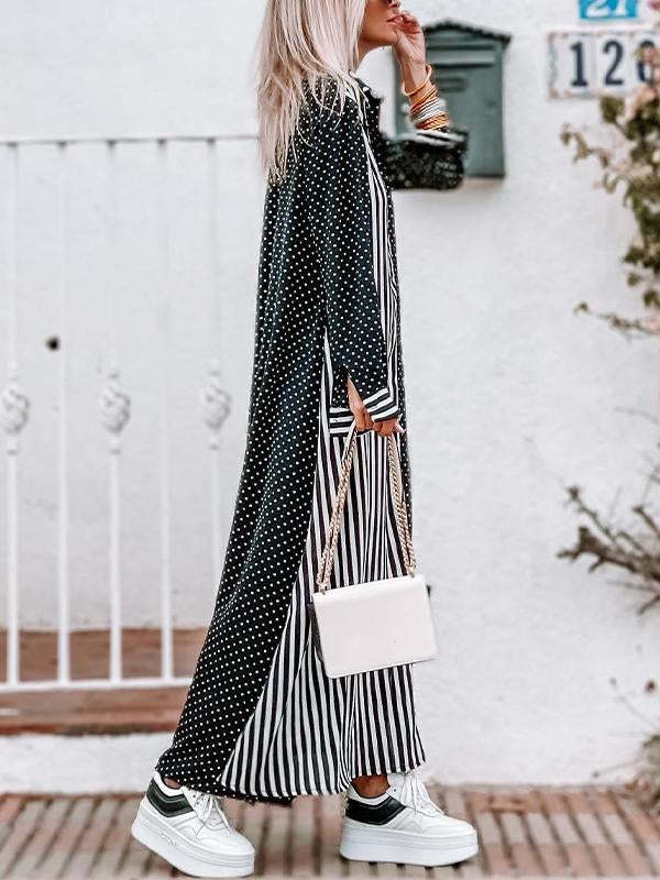 Striped Polka Dot Shirt Dress