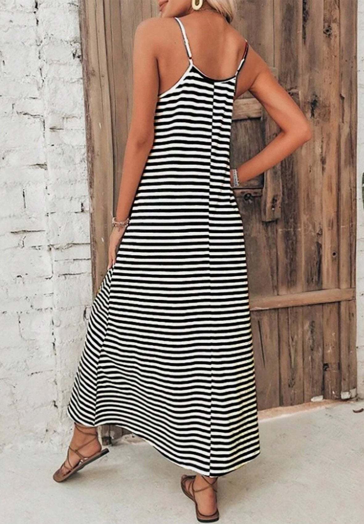 Women Striped Printed Slip Dress