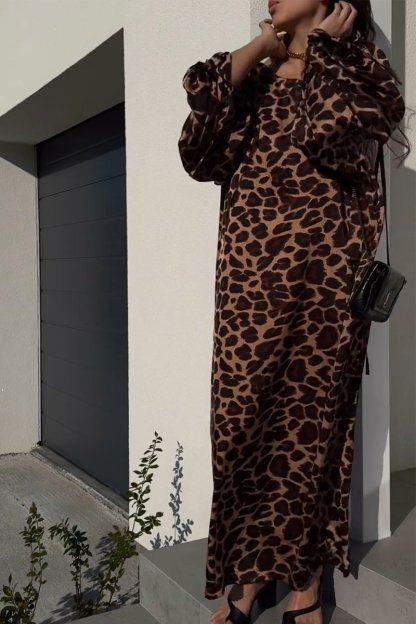 Women's casual loose leopard print dress