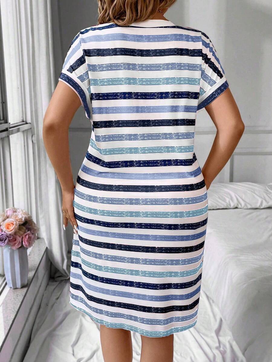 Women's V-neck Striped Dress