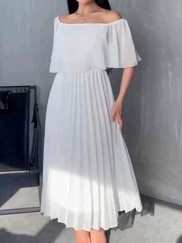 Women's Off-shoulder Pleated Dress