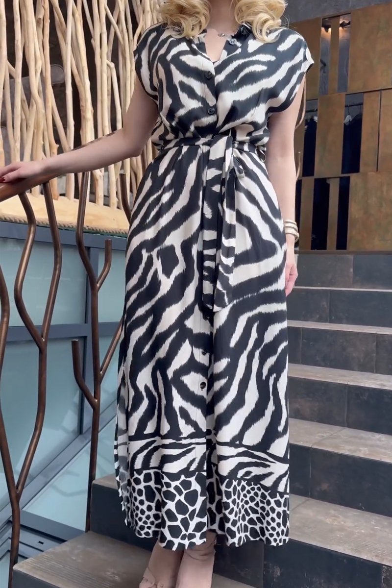 Women's Leopard Print Sleeveless Shirt Dress